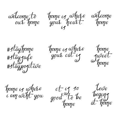 Lettering Typography Poster. Calligraphic Quotes for Posters, Home decorations, Cards. Motivational Hand Written Sign.のイラスト素材