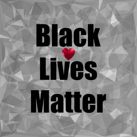 Black Lives Matter Banner with Red Heart for Protest on Grey Background.のイラスト素材
