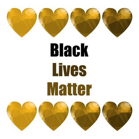 Black Lives Matter Banner with Hearts for Protest on White Background.のイラスト素材