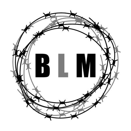 Black Lives Matter Banner with Barbed Wire for Protest Isolated on White Background.のイラスト素材