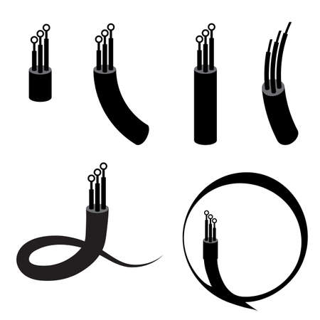 Coaxial Digital Cable Set Isolated on White Background.のイラスト素材