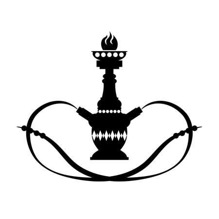 Arabic Hookah Silhouette Isolated on White Background.のイラスト素材