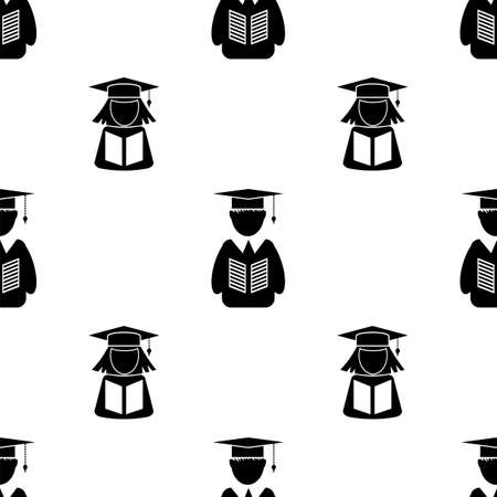 Student Icon Seamless Pattern Isolated on White Background.のイラスト素材