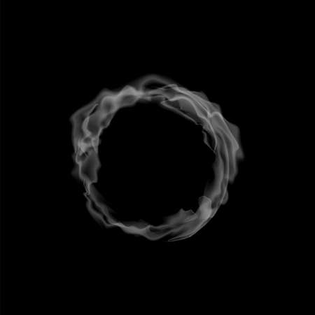 Smoke Frame on Black Background. Delicate White Cigarette Smoke Waves on Transparent Texture.のイラスト素材
