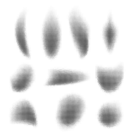 Halftone Pattern. Set of Dots. Dotted Texture on White Background. Overlay Grunge Template. Distress Linear Design. Fade Monochrome Points. Pop Art Backdrop.のイラスト素材