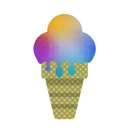 Sweet Colored Ice Cream Icon Isolated on White Background.のイラスト素材