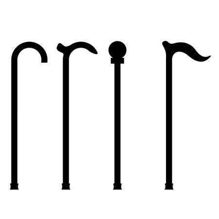 Walking Stick Icon Set Isolated on White Background.のイラスト素材