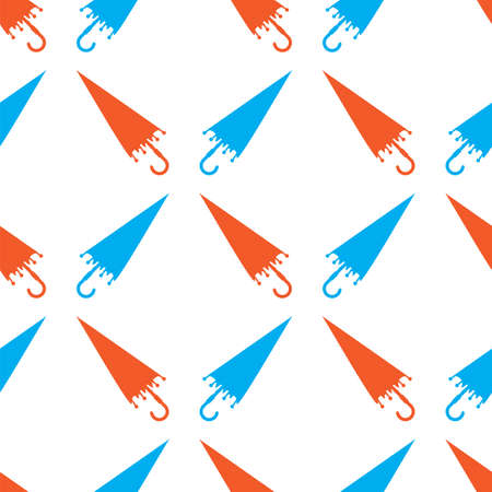 Male Closed Red ahd Blue Umbrella Icon Set. Protection Accessory Seamless Pattern Isolated on White Background.のイラスト素材