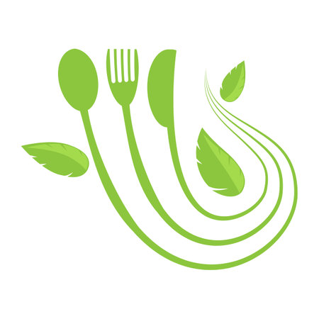 Food Icon for Cafe. Fork Spoon Knife Logo Design Isolated on White Background.のイラスト素材