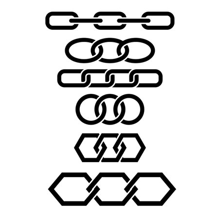 Set of Different Chain Isolated on White Background.のイラスト素材