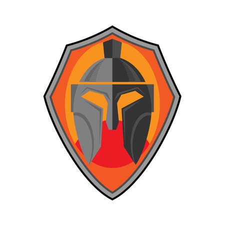 Shield and Warrior Helmet Icon Isolated on White Backgroundのイラスト素材