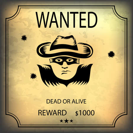 Wild West Vintage Banner. Paper Sign. Retro Poster. Dead or Aliveのイラスト素材