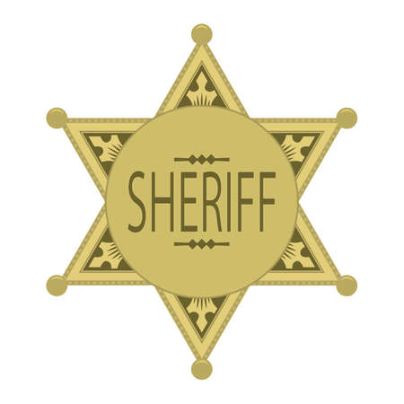 Yellow Sheriff Star Icon Isolated on White Backgroundのイラスト素材