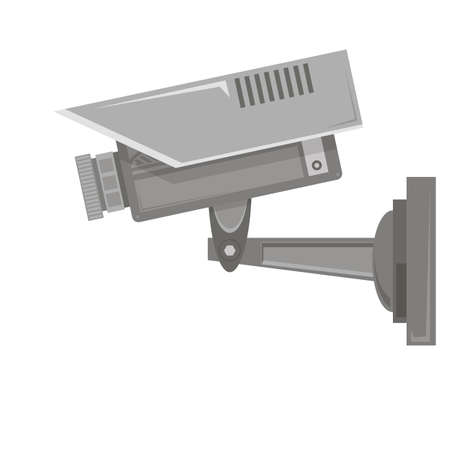 Professional CCTV Camera Isolated on White Background. Outdoor Video Systemのイラスト素材