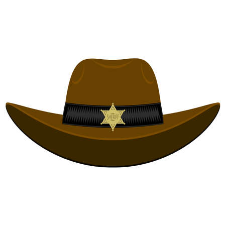 Old West Sheriff Hat Isolated on White Backgroundのイラスト素材