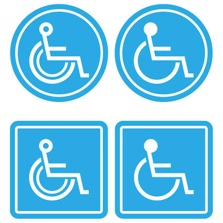 Wheelchair Blue Icon Set Isolated on White Backgroundのイラスト素材
