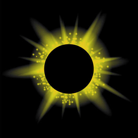 Total Solar Eclipse on Black Background. Abstract Light Effect. Space landscapeのイラスト素材