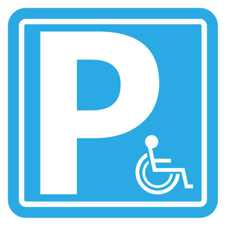 Disabled Parking Background. Wheelchair Blue Sign. Handicapped Icon Set. Car Parkのイラスト素材