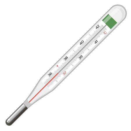 Glass Medical Thermometer Isolated on White Background. Measuring Temperature. Symbol of Medicineのイラスト素材