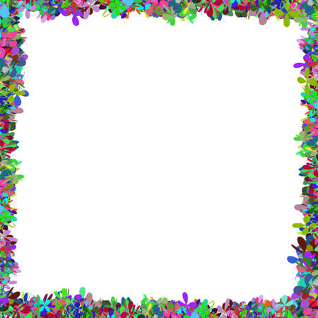 Colorful Flower Square Frame Isolated on White Backgroundのイラスト素材