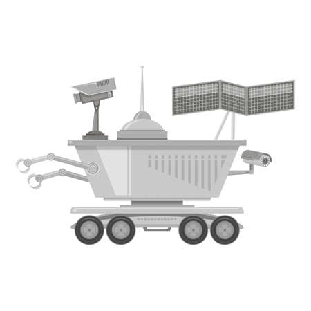 Lunar Rover Icon Isolated on White Background. Robotic Space Vehicle for Investigation,Study, Research, Surveyのイラスト素材