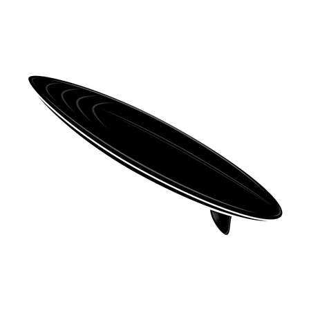 Ocean Surf Board Silhoette Icon Isolated on White Backgroundのイラスト素材