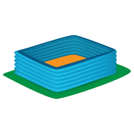 Blue Inflatable Pool Isolated on White Backgroundのイラスト素材