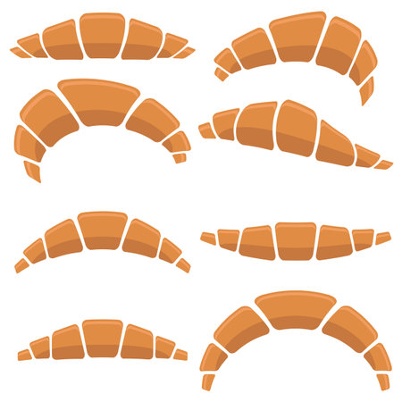 Set of Croissant Icon Isolated on White Backgroundのイラスト素材