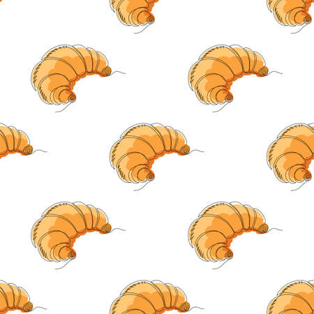 Set of Croissant Icon Isolated on White Background. Seamless Patternのイラスト素材