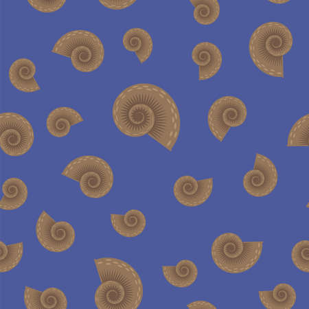 Animal Icon. Snail Isolated on Blue Background. Seamless Pattern