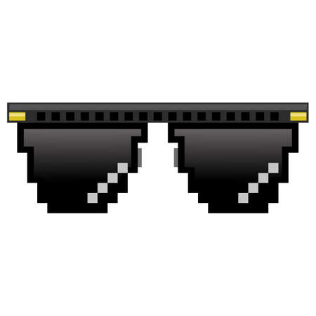 Isometric Pixel Glasses Icon Isolated on White Background. Black Plastic Sunglassesのイラスト素材