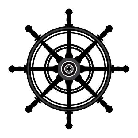 Control Rudder Icon Isolated on White Background. Ship Steering Wheel Concept. Nautical Design.のイラスト素材