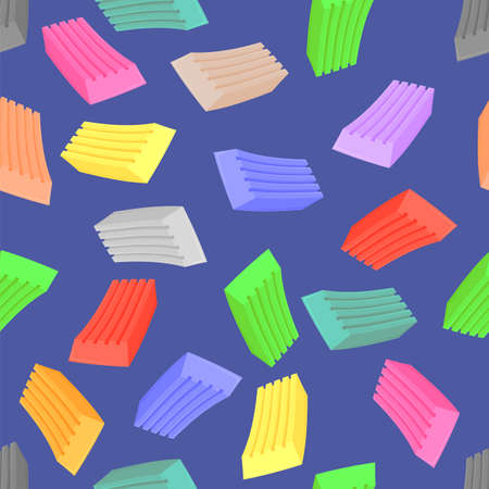 Colorful Plasticine Set Isolated on White Background. Seamless Patternのイラスト素材