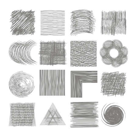 Pen Doodle Freehand Line. Sketch Hatching. Strokes Chalk Scribble Grey Line. Grunge Handmade Texture.のイラスト素材