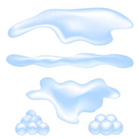 Snow Ice Cap on White Background. Christmas Card Design Element. Winter Snowcap Setのイラスト素材