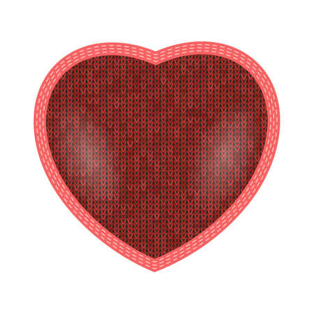 Red Knitted Heart with Sewing Ribbon Isolated on White Backgroundのイラスト素材