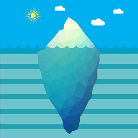 Abstract Geometric Low Poly Iceberg on Water Background. Underwater Viewのイラスト素材