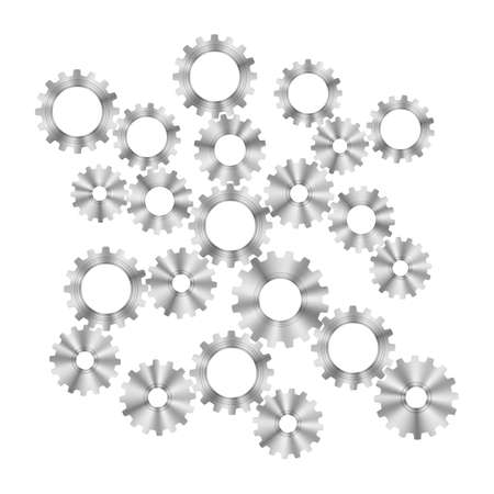 Techno Background with Geometric Gear Wheels Icon. Machinery Logo. Mechanism Cog Concept. Technologic Mechanical Cogwheel Tool. Teamwork Symbol. Part of Transmission.のイラスト素材