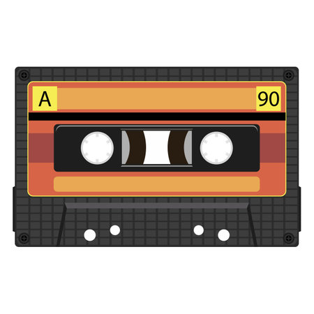 VIntage video tape or music cassette icon flat illustration isolated on white.のイラスト素材