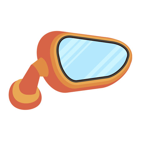 Orange mirror car icon view from inside illustration isolated on white background.のイラスト素材