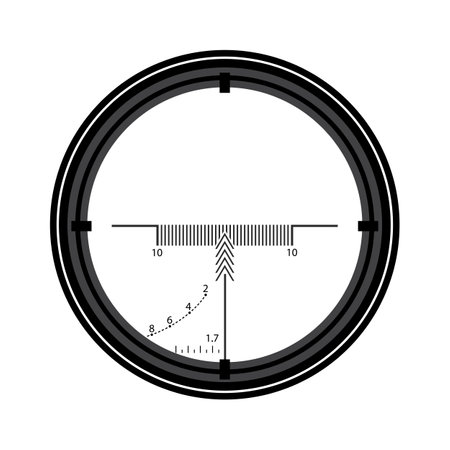 Optic Sight with Glass Isolated on White Background. Rifle or Gun Gadget.のイラスト素材