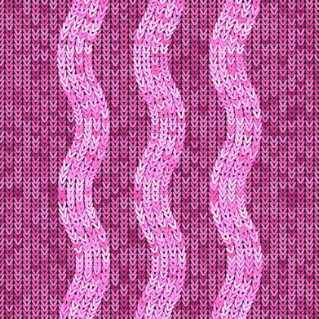 Stylish Knit. Pink Knitted Texture. Woolen Pullover Tricot Print. Winter Fabric Pattern.のイラスト素材