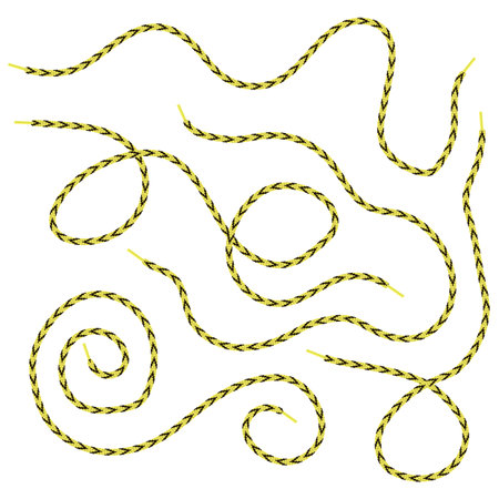 Set of Yellow Shoelace Isolated on White Background.のイラスト素材
