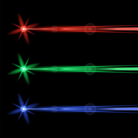 Set of Red Green Blue Laser Isolated on Black Background.のイラスト素材
