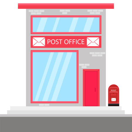 Post Office Icon and Mail Box Isolated on White Background.のイラスト素材