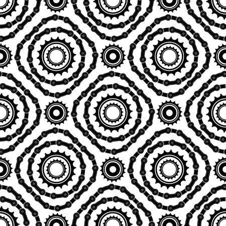 Different Bicycle Chain Frames Seamless Pattern Isolated on White Background.のイラスト素材