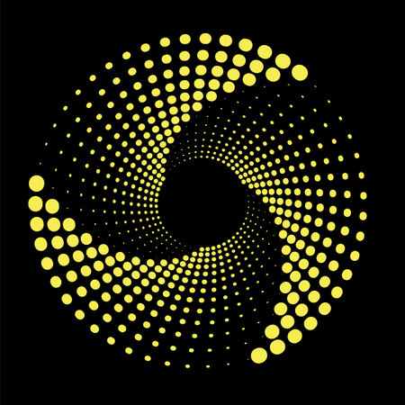 Yellow Circle Dotted Icon Isolated on Black Background.のイラスト素材