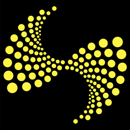 Yellow Circle Dotted Icon Isolated on Black Background.のイラスト素材