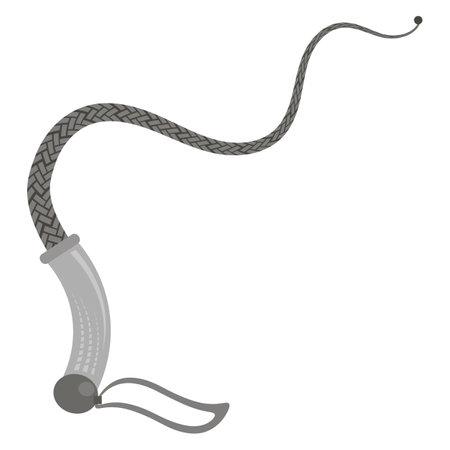 Grey leather whip, fetish stuff for role playing and bdsm on a white background.のイラスト素材
