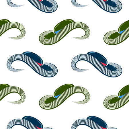 Modern Blue and Green Hat Icon Seamless Pattern Isolated on White Background.のイラスト素材